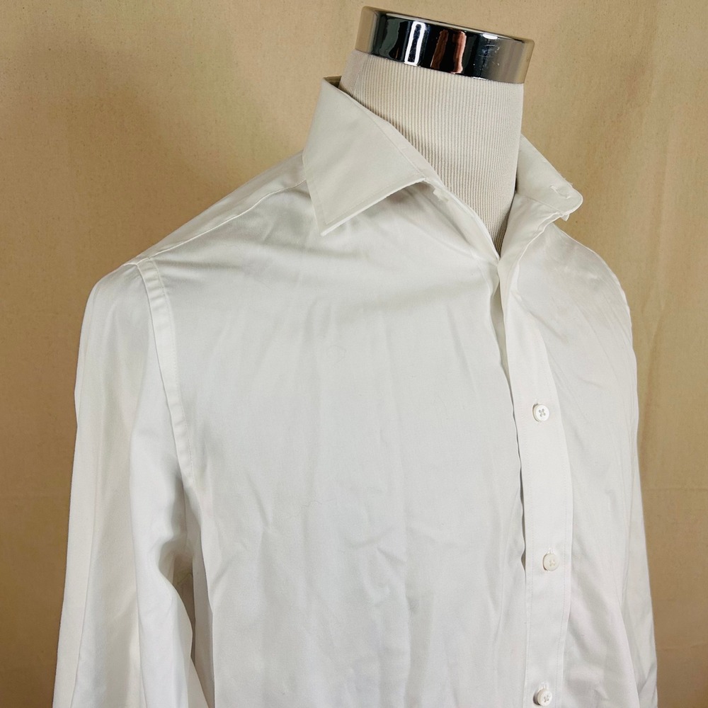 Indochino 15 30/31 Bespoke Dress Shirt All White French Cuff 100% Cotton Mens